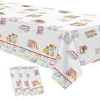 YJRJSC Book Themed Party Tablecloth - 3 Pcs, 54x108 in, Disposable Library Reading Theme