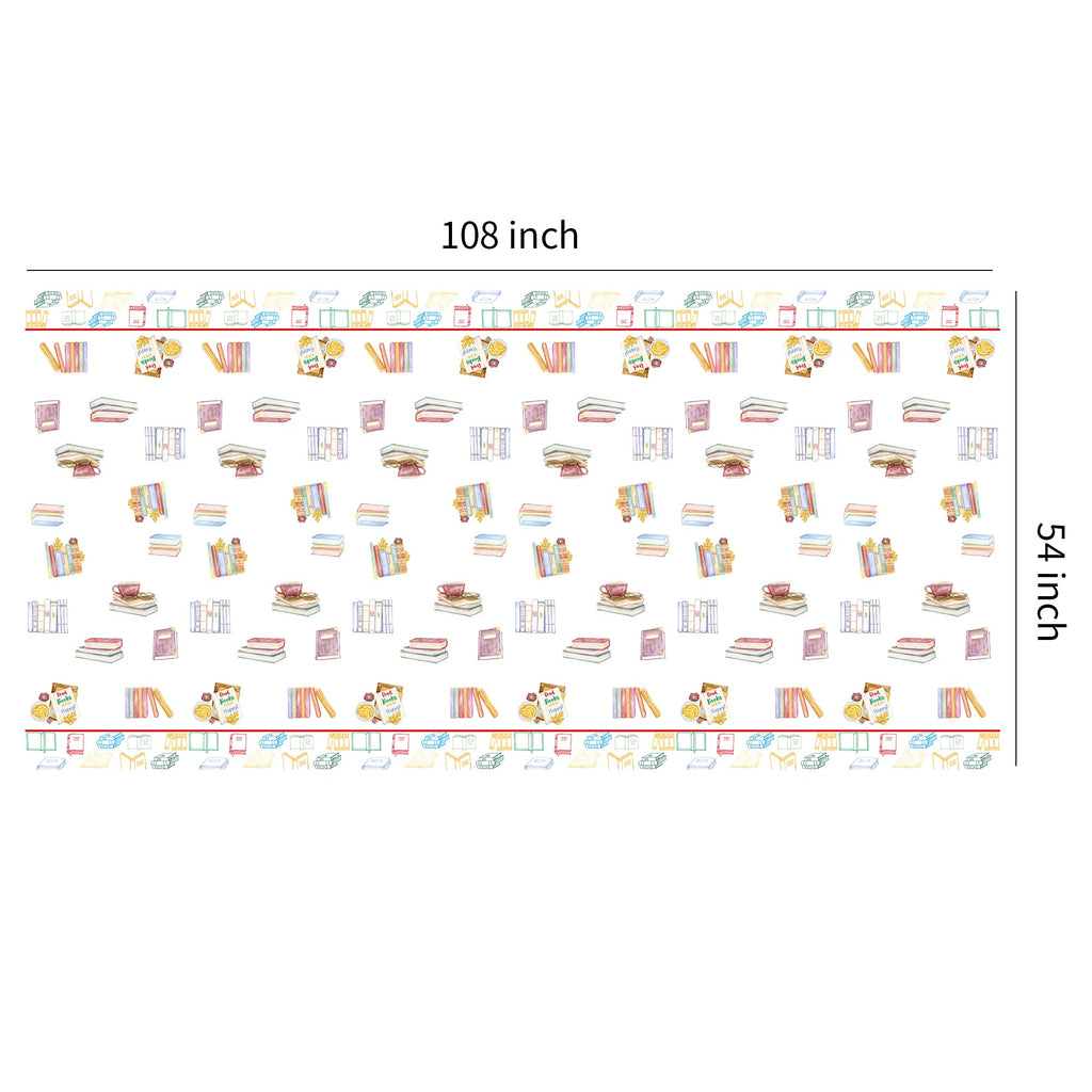 YJRJSC Book Themed Party Tablecloth - 3 Pcs, 54x108 in, Disposable Library Reading Theme