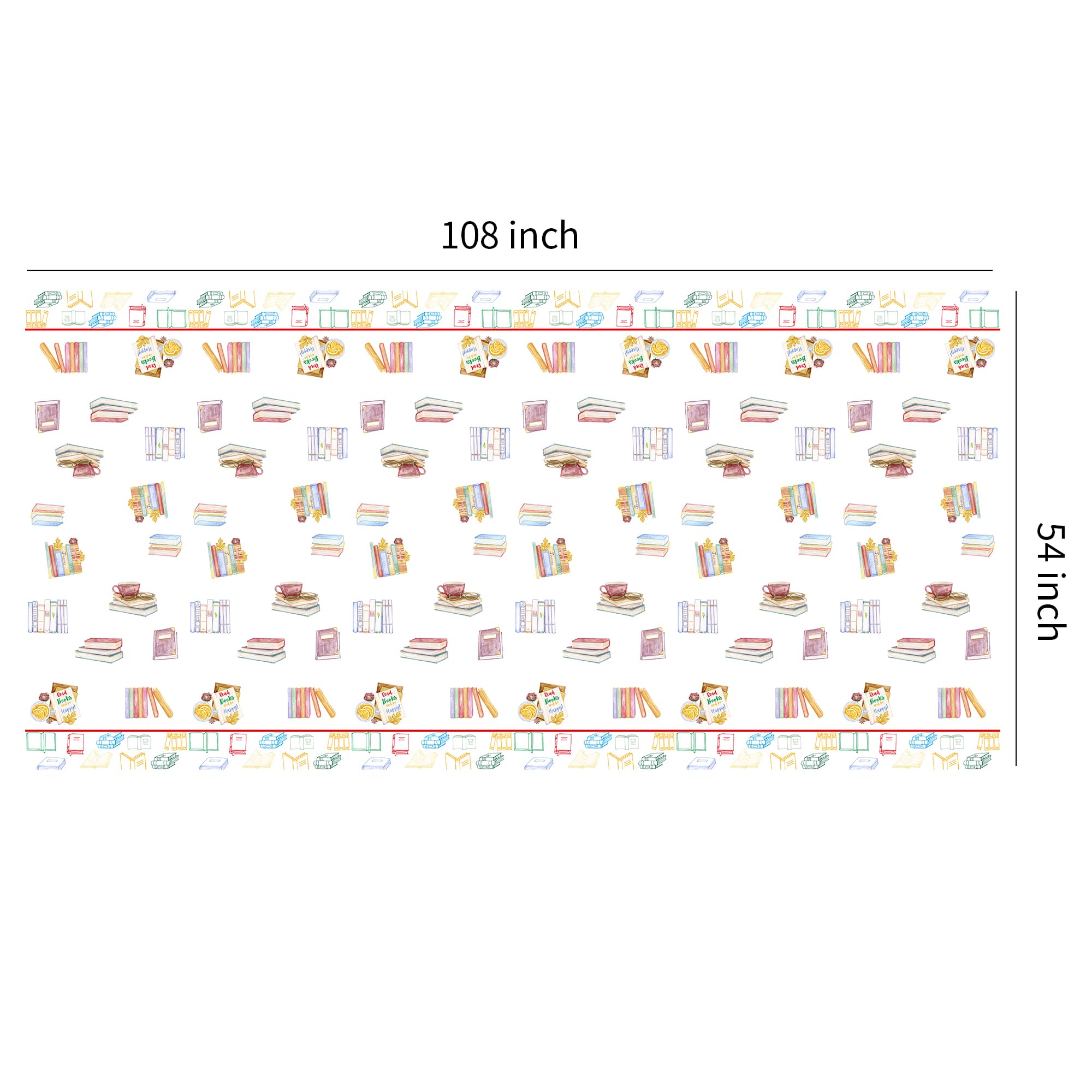 YJRJSC Book Themed Party Tablecloth - 3 Pcs, 54x108 in, Disposable Library Reading Theme