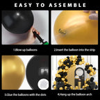 YMSZ Black and Gold Balloons Garland Arch Kit – 134pcs for Graduation, New Year & Birthday Parties