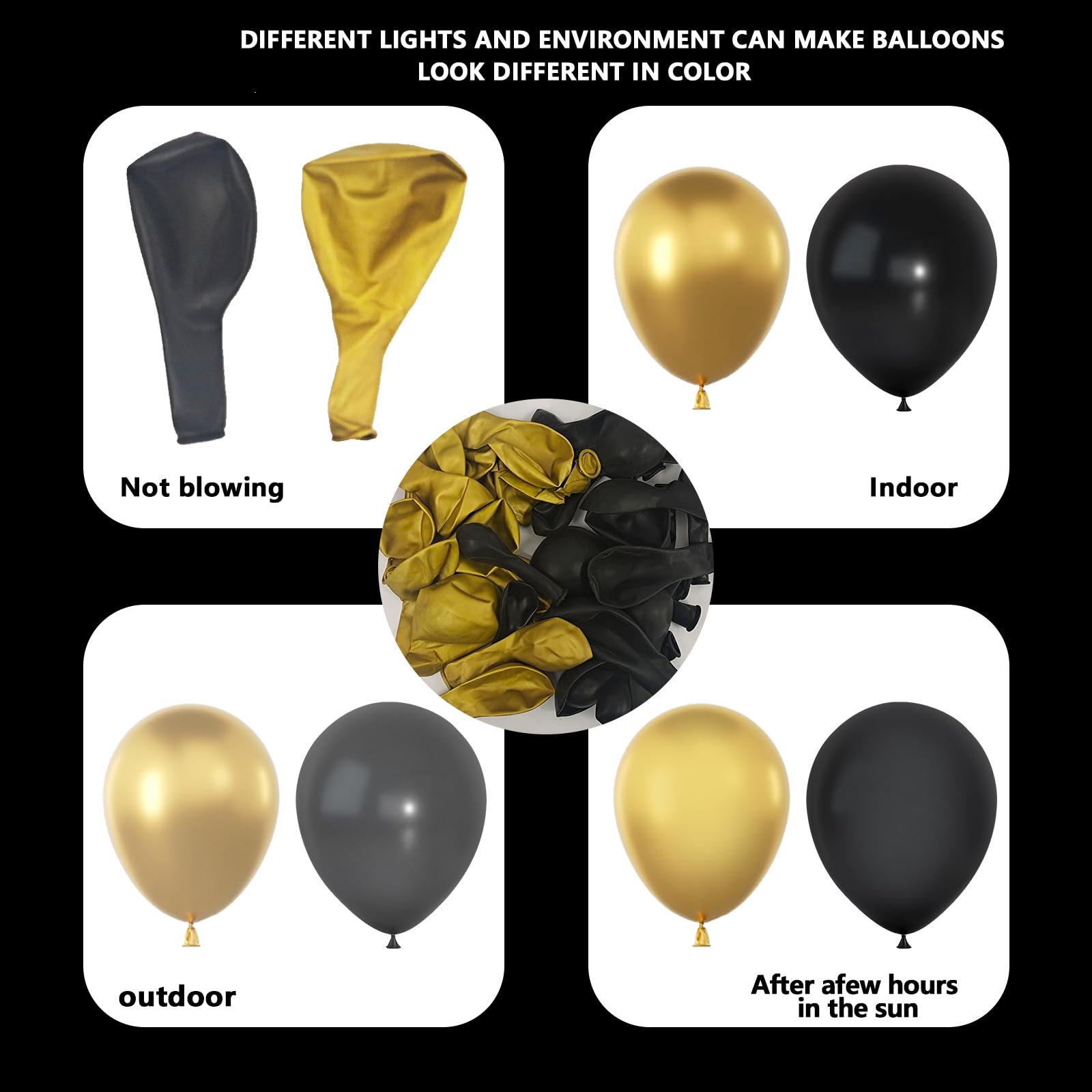 YMSZ Black and Gold Balloons Garland Arch Kit – 134pcs for Graduation, New Year & Birthday Parties