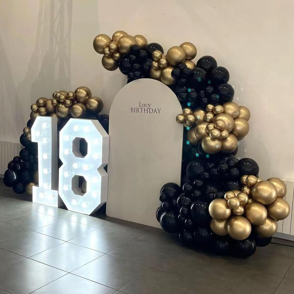 YMSZ Black and Gold Balloons Garland Arch Kit – 134pcs for Graduation, New Year & Birthday Parties