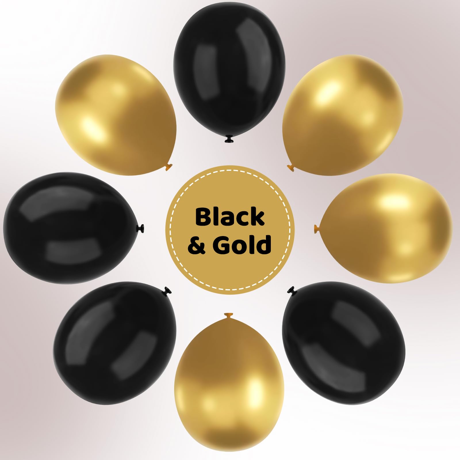 YMSZ Black & Gold Balloon Kit – 67pcs, 12in Metallic Balloons for Parties