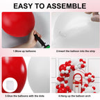 YMSZ Red & White Balloons Garland Arch Kit — 134pcs for Weddings & Parties