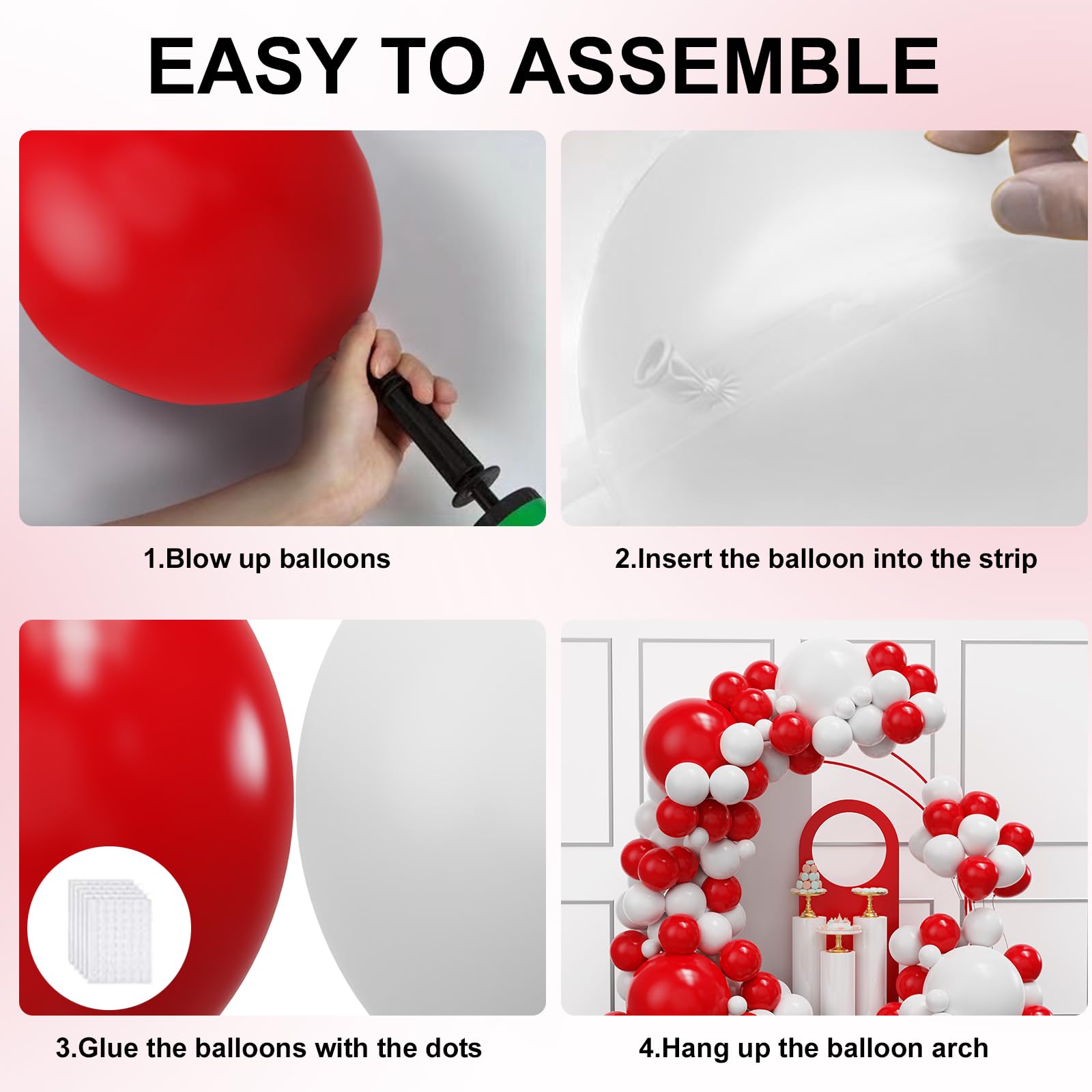 YMSZ Red & White Balloons Garland Arch Kit — 134pcs for Weddings & Parties