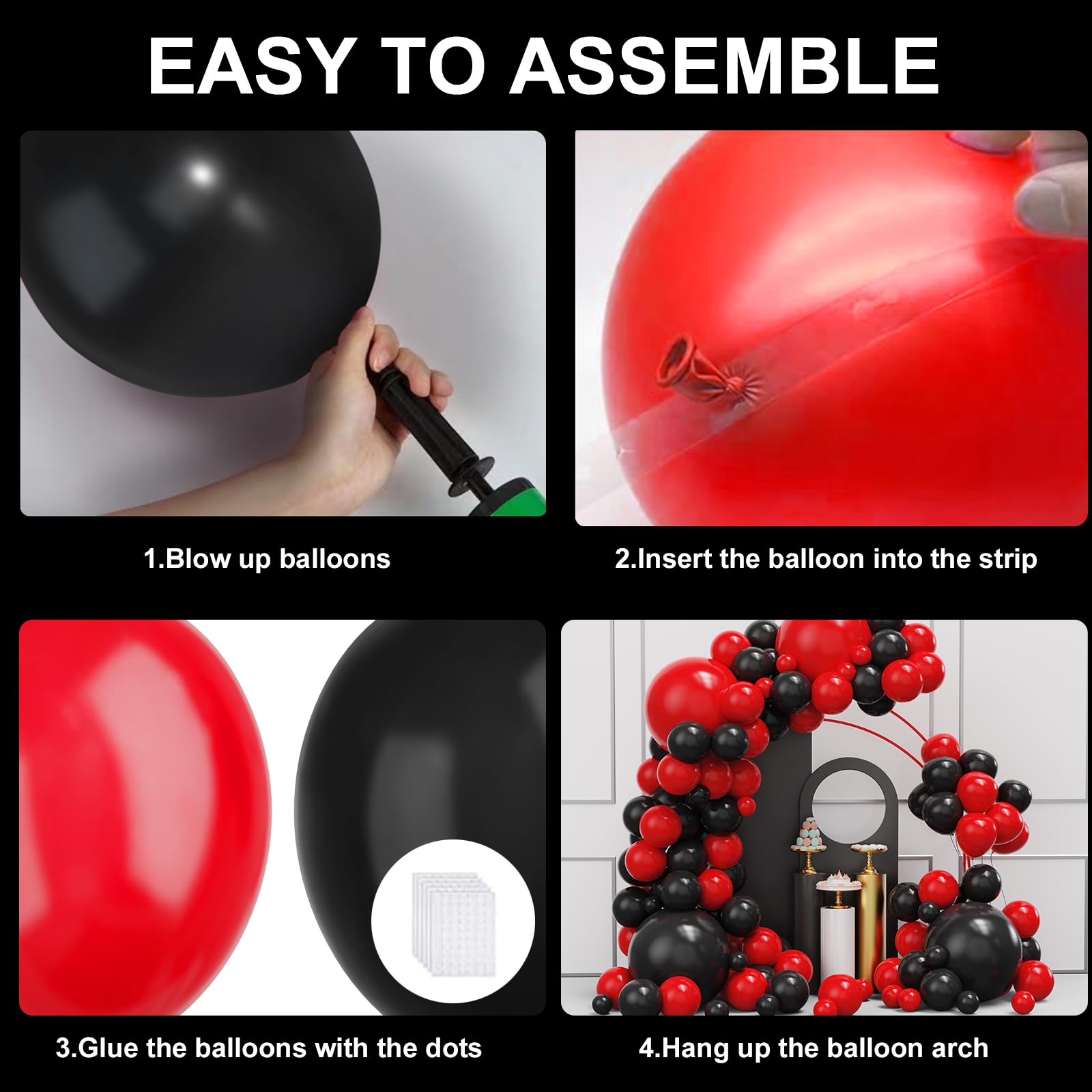YMSZ Red & Black Balloons Garland Arch Kit – 134pcs Party Decoration Set
