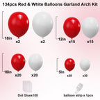 YMSZ Red & White Balloons Garland Arch Kit — 134pcs for Weddings & Parties