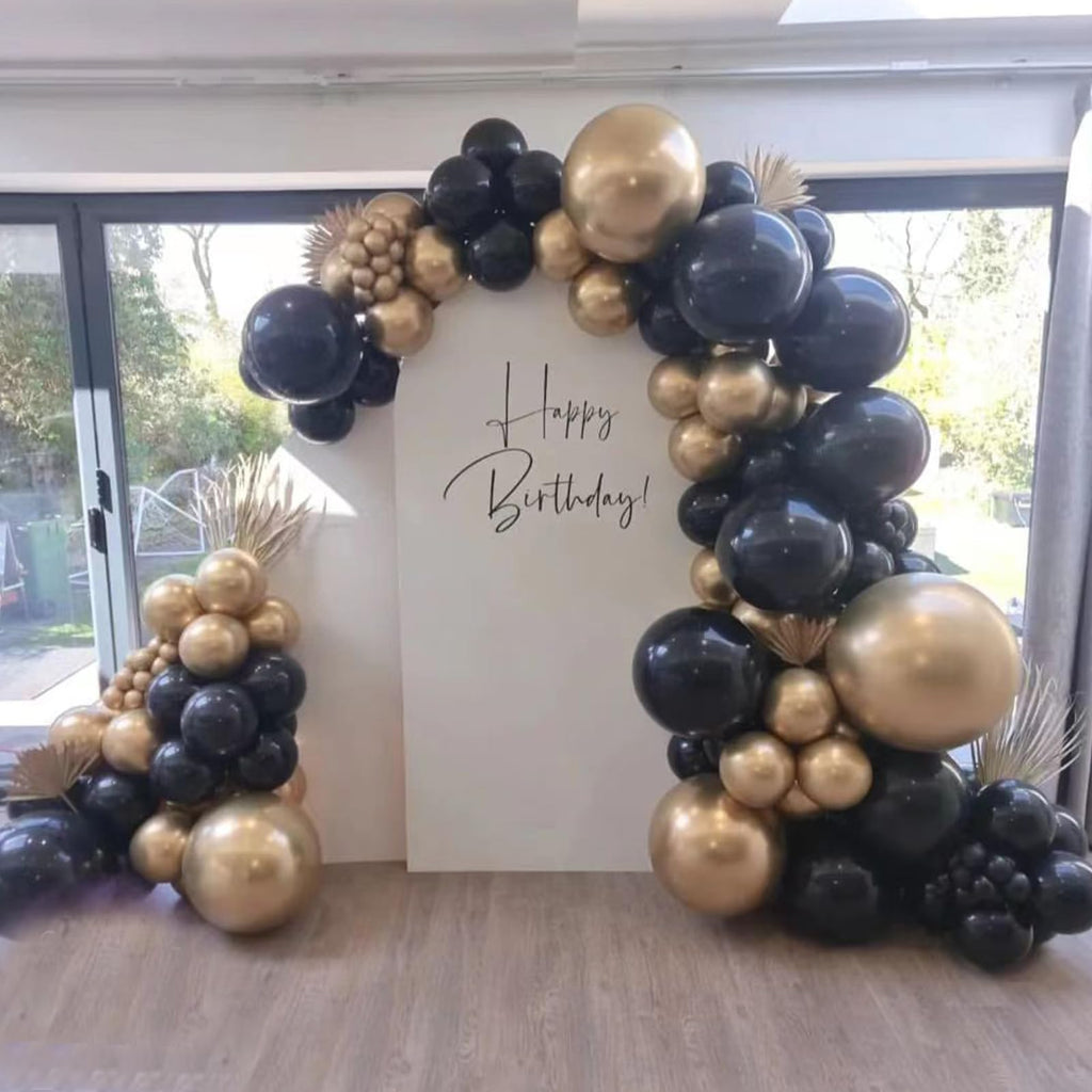 YMSZ Black and Gold Balloons Garland Arch Kit – 134pcs for Graduation, New Year & Birthday Parties
