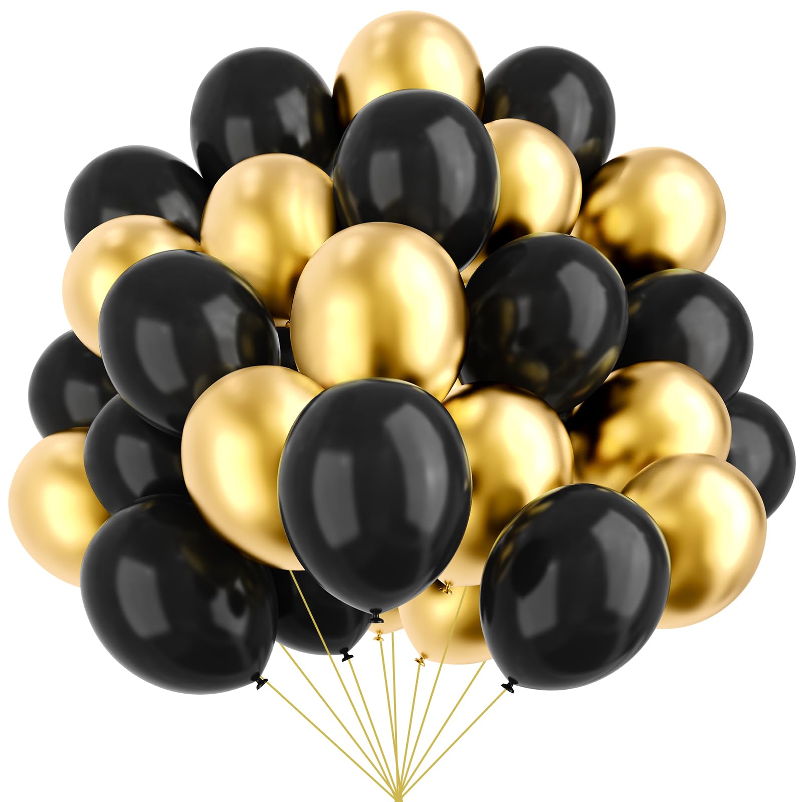 YMSZ Black & Gold Balloon Kit – 67pcs, 12in Metallic Balloons for Parties