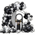 YMSZ Black & Silver Balloons Arch Garland Kit – 134pcs Metallic Balloon Set for Parties