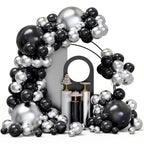 YMSZ Black & Silver Balloons Arch Garland Kit – 134pcs Metallic Balloon Set for Parties