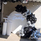YMSZ Black & Silver Balloons Arch Garland Kit – 134pcs Metallic Balloon Set for Parties