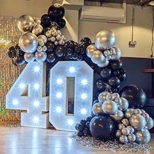 YMSZ Black & Silver Balloons Arch Garland Kit – 134pcs Metallic Balloon Set for Parties