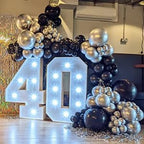 YMSZ Black & Silver Balloons Arch Garland Kit – 134pcs Metallic Balloon Set for Parties