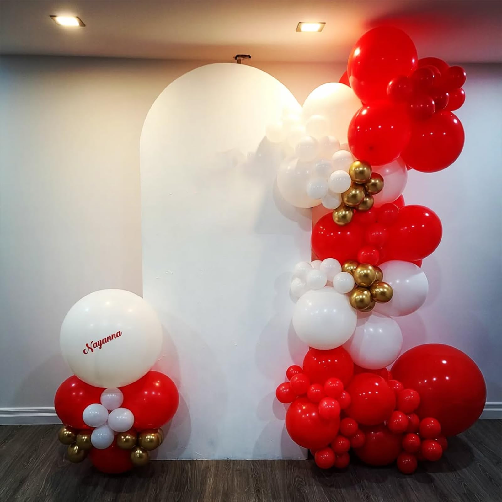 YMSZ Red & White Balloons Kit – 67pcs, 12in Confetti & Solid Balloons