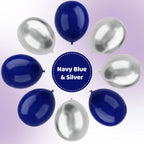 YMSZ Blue & Silver Balloons Kit – 67pcs, 12in Navy Blue & Silver Party Balloons