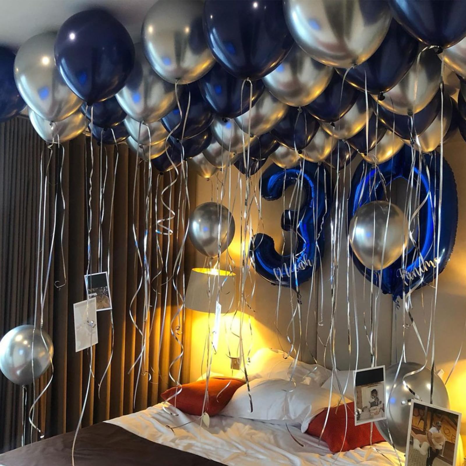 YMSZ Blue & Silver Balloons Kit – 67pcs, 12in Navy Blue & Silver Party Balloons