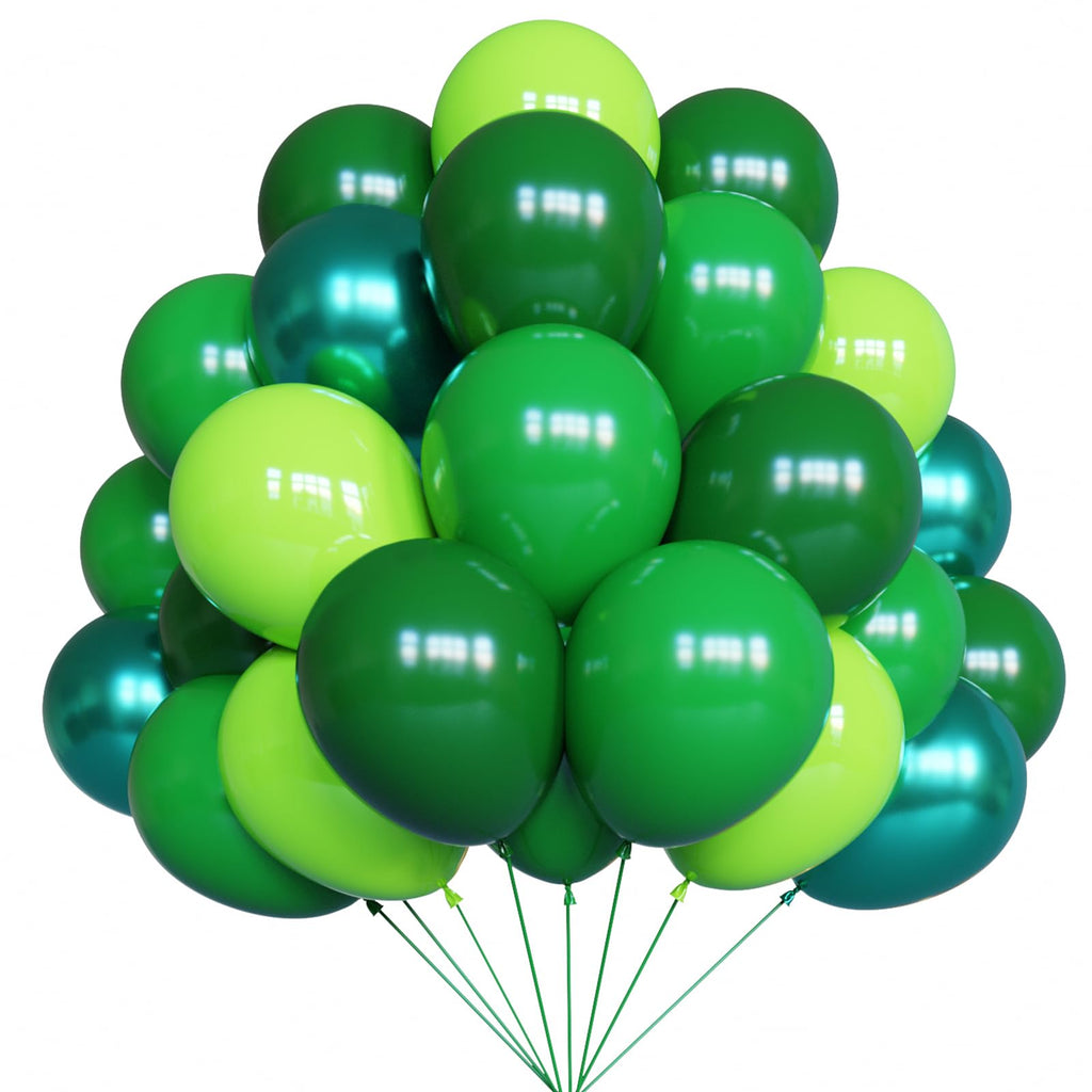 YMSZ Green Balloons Kit – 67pcs 12-inch Latex Balloons in Dark Green, Green, Lime, Metallics with Gold Ribbon