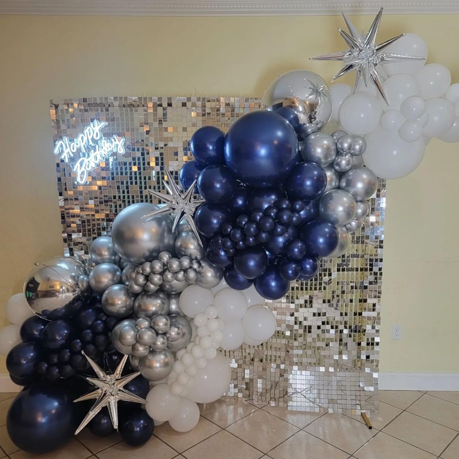 YMSZ Blue & Silver Balloons Kit – 67pcs, 12in Navy Blue & Silver Party Balloons