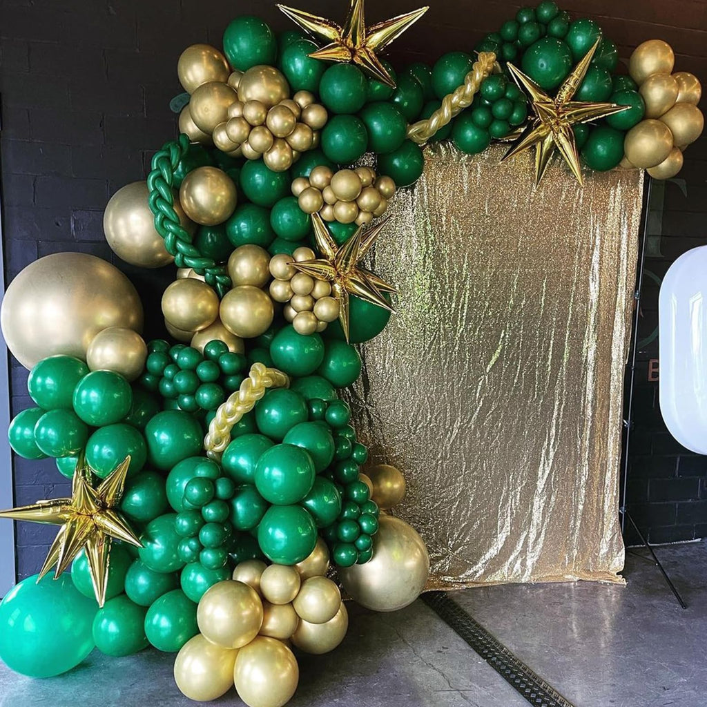 YMSZ Green & Gold Balloons Kit – 67pc 12in Metallic Balloons for Birthdays & Celebrations