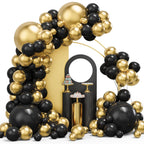 YMSZ Black and Gold Balloons Garland Arch Kit – 134pcs for Graduation, New Year & Birthday Parties