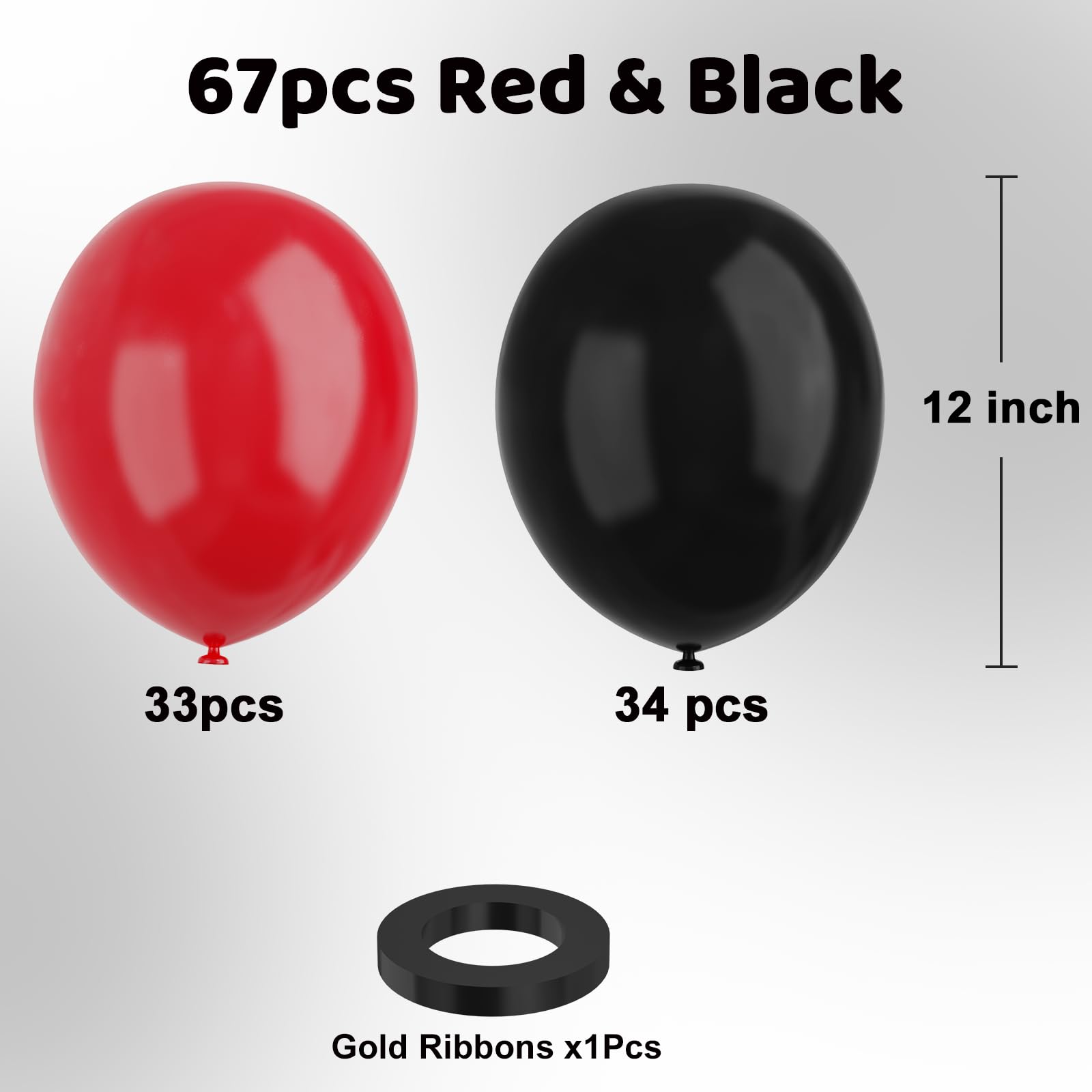 YMSZ Red & Black Latex Balloons – 67 Pack, 12-Inch Party Balloons for Birthdays & Celebrations