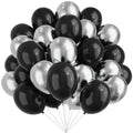 YMSZ Black & Silver Balloons – 67pc 12in Metallic Chrome Balloon Kit for Birthday, Wedding & More