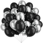 YMSZ Black & Silver Balloons – 67pc 12in Metallic Chrome Balloon Kit for Birthday, Wedding & More