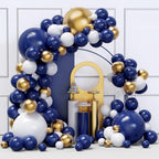 YMSZ Blue & Gold Balloons Arch Garland Kit — 134pcs Navy, Gold & White