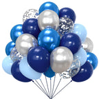 YMSZ Blue & Silver Balloons Kit – 67pcs, 12in Navy Blue & Metallic Silver Confetti for Party Decor