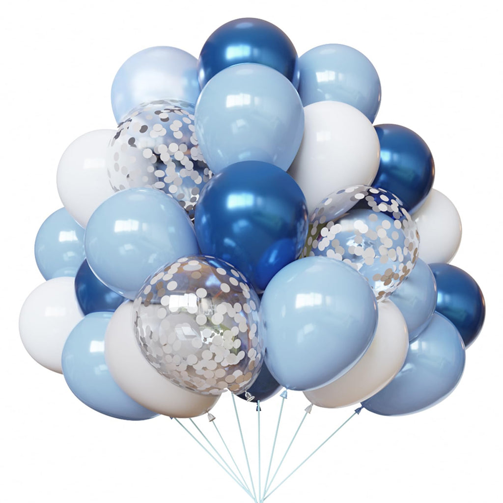 YMSZ 67pcs Blue and White Balloons Kit – 12in Confetti Balloons for Baby Shower, Birthday, Wedding