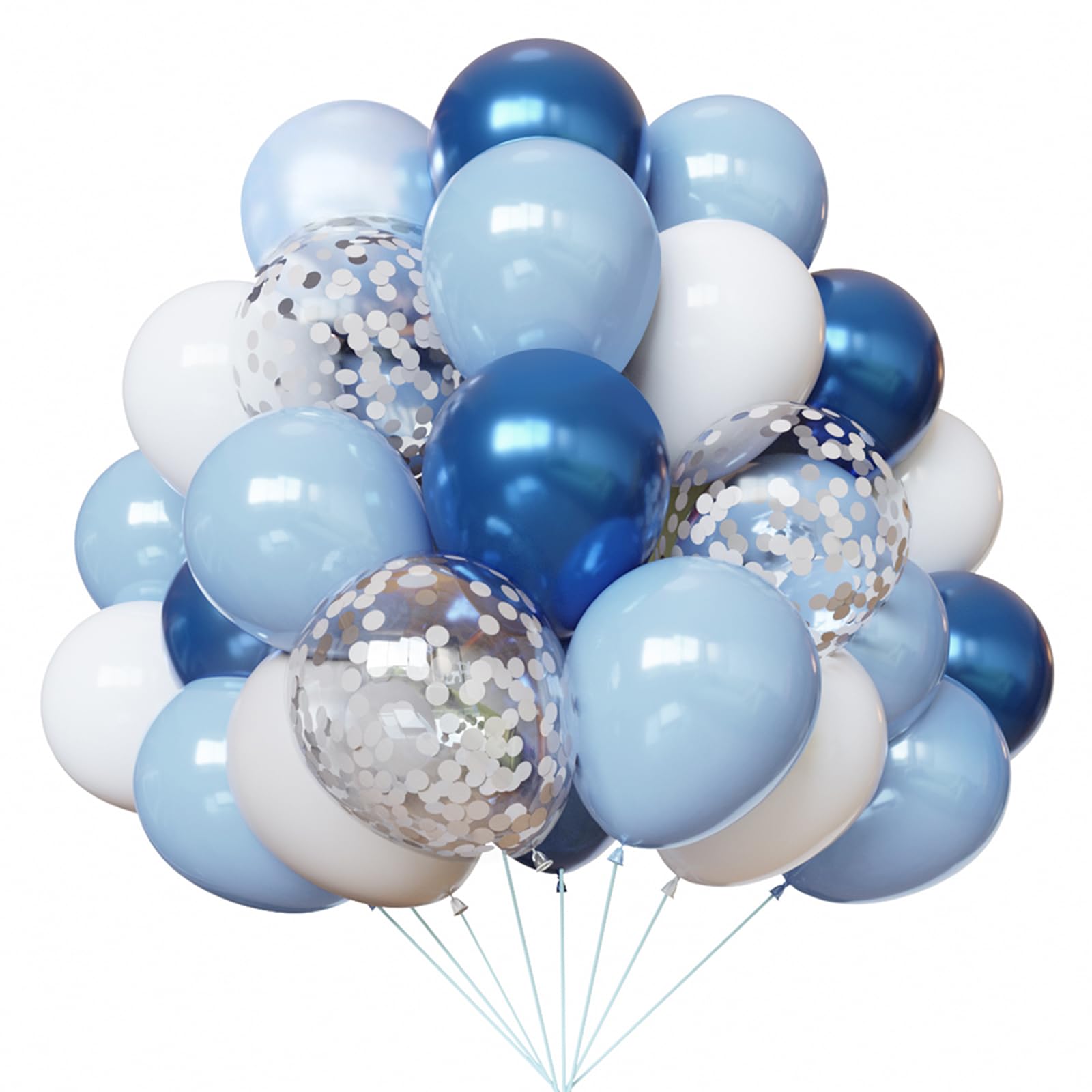 YMSZ 67pcs Blue and White Balloons Kit – 12in Confetti Balloons for Baby Shower, Birthday, Wedding