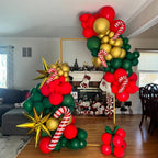 YMSZ Christmas Balloons Kit – 67pc 12in Red & Green with White/Gold Confetti for Birthday & Holiday Decor