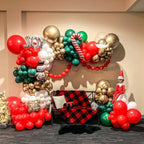 YMSZ Christmas Balloons Kit – 67pc 12in Red & Green with White/Gold Confetti for Birthday & Holiday Decor