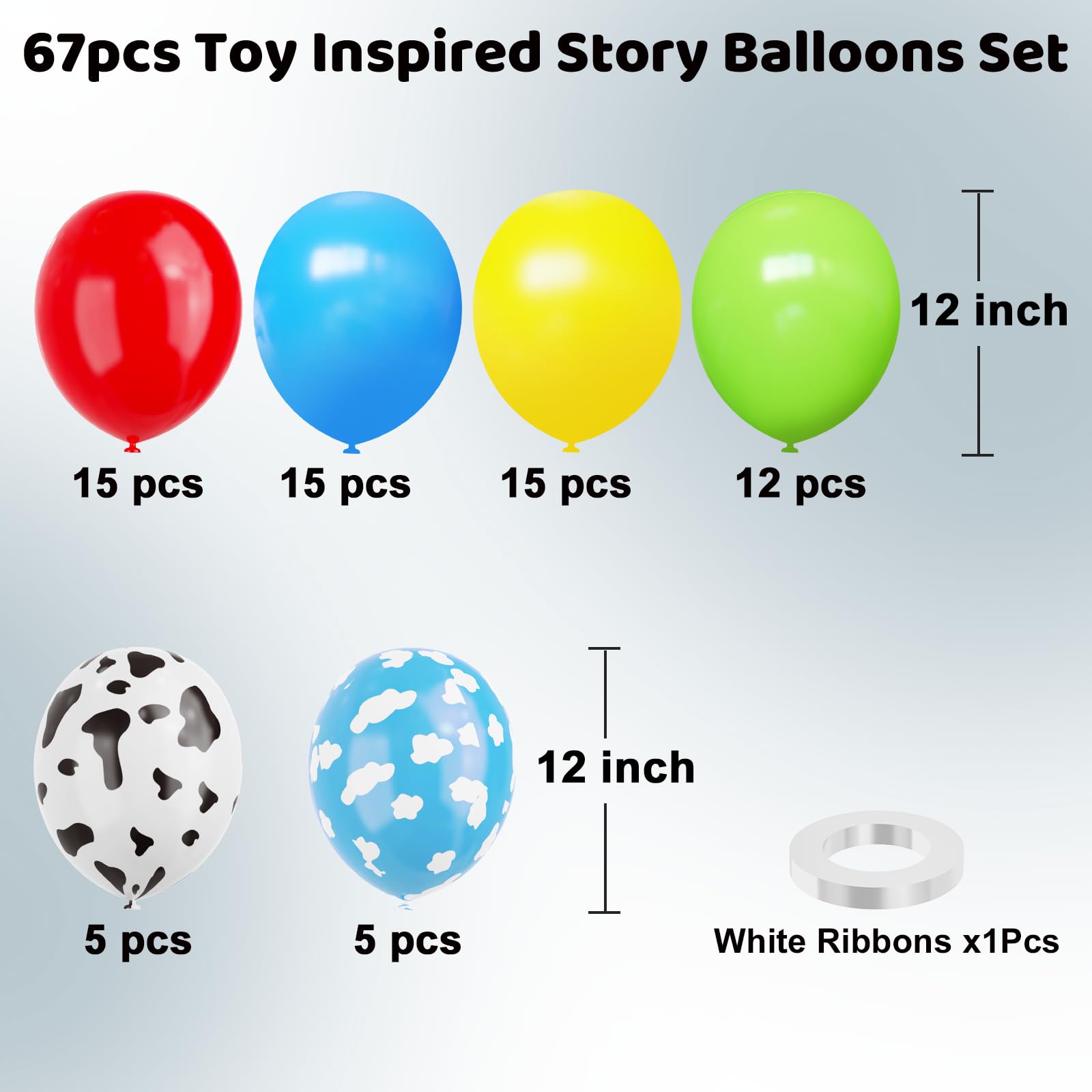 Toy Inspired Story Balloons – 67pc Latex Balloon Kit for Kids Birthday Parties | YMSZ