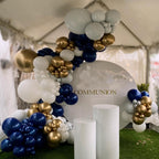 YMSZ Blue & Gold Balloons Arch Garland Kit — 134pcs Navy, Gold & White