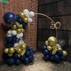 YMSZ Blue & Gold Balloons Arch Garland Kit — 134pcs Navy, Gold & White
