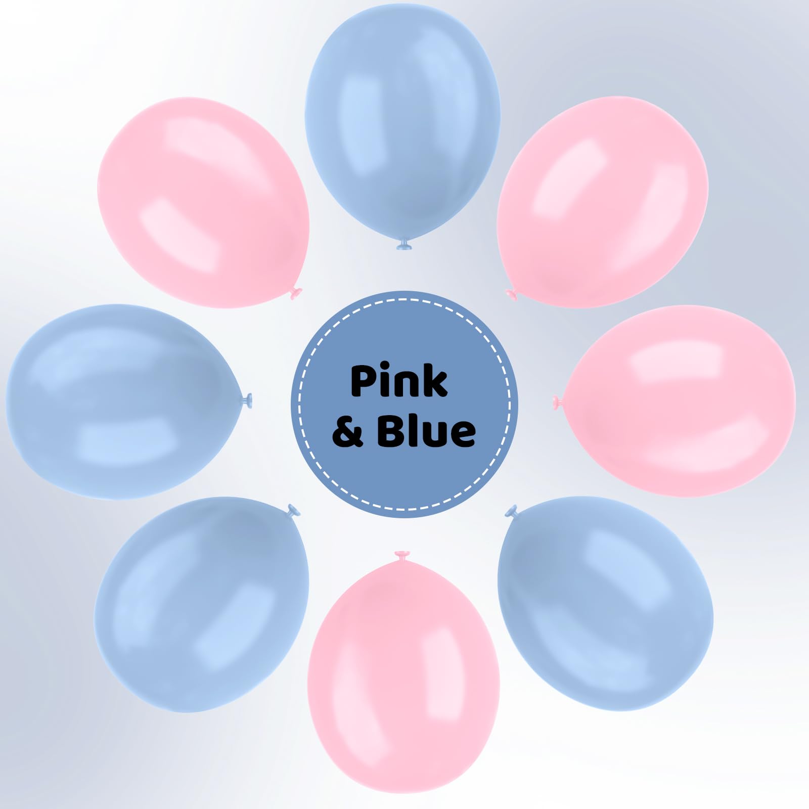 YMSZ Pink & Blue Latex Balloons 12in (67pc) – Gender Reveal & Party Decor