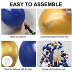 YMSZ Blue & Gold Balloons Arch Garland Kit — 134pcs Navy, Gold & White