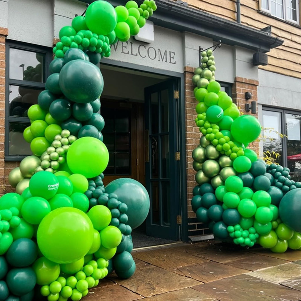 YMSZ Green Balloons Kit – 67pcs 12-inch Latex Balloons in Dark Green, Green, Lime, Metallics with Gold Ribbon