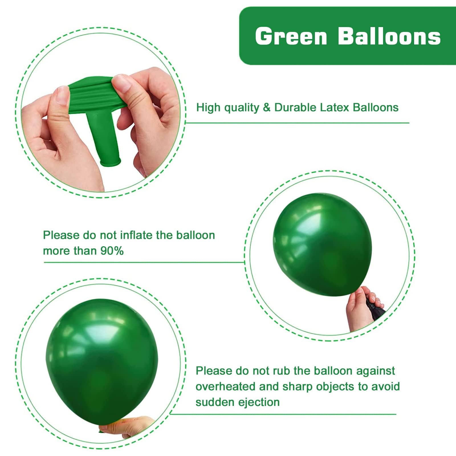 YMSZ Green & Gold Balloons Kit – 67pc 12in Metallic Balloons for Birthdays & Celebrations