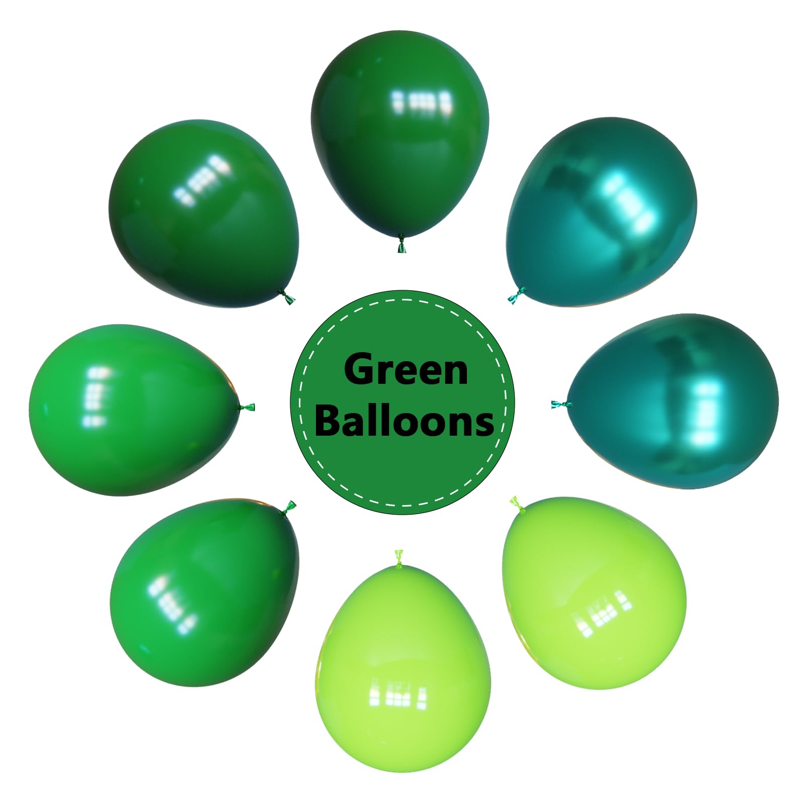 YMSZ Green Balloons Kit – 67pcs 12-inch Latex Balloons in Dark Green, Green, Lime, Metallics with Gold Ribbon