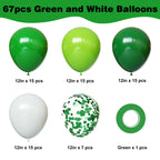 YMSZ Green Balloons Set – 67pcs 12-inch latex balloons for Birthday, St. Patrick's Day, Graduation, Baby Showers & Jungle Parties