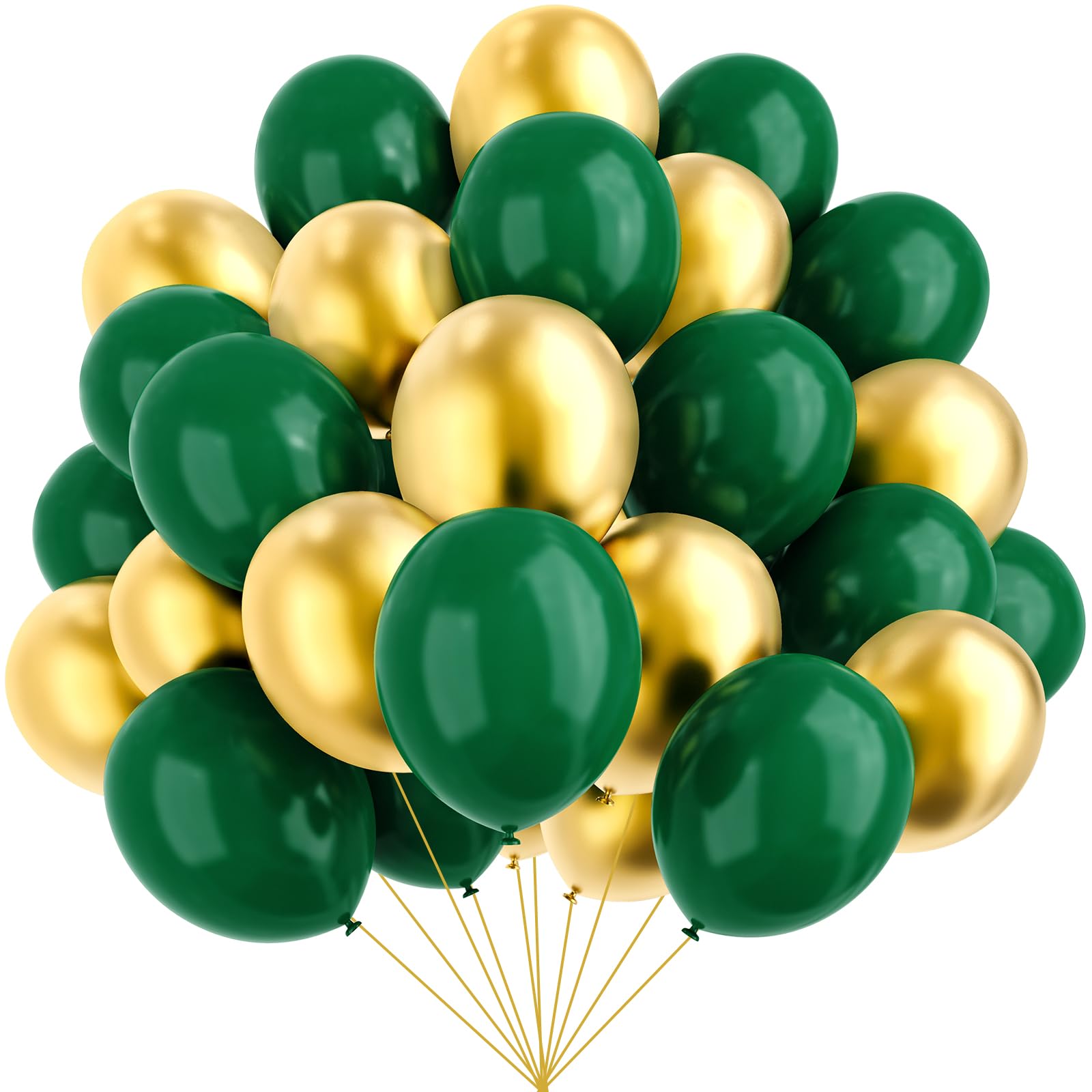 YMSZ Green & Gold Balloons Kit – 67pc 12in Metallic Balloons for Birthdays & Celebrations