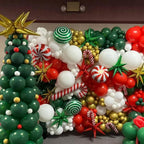 YMSZ Christmas Balloons Kit – 67pc 12in Red & Green with White/Gold Confetti for Birthday & Holiday Decor