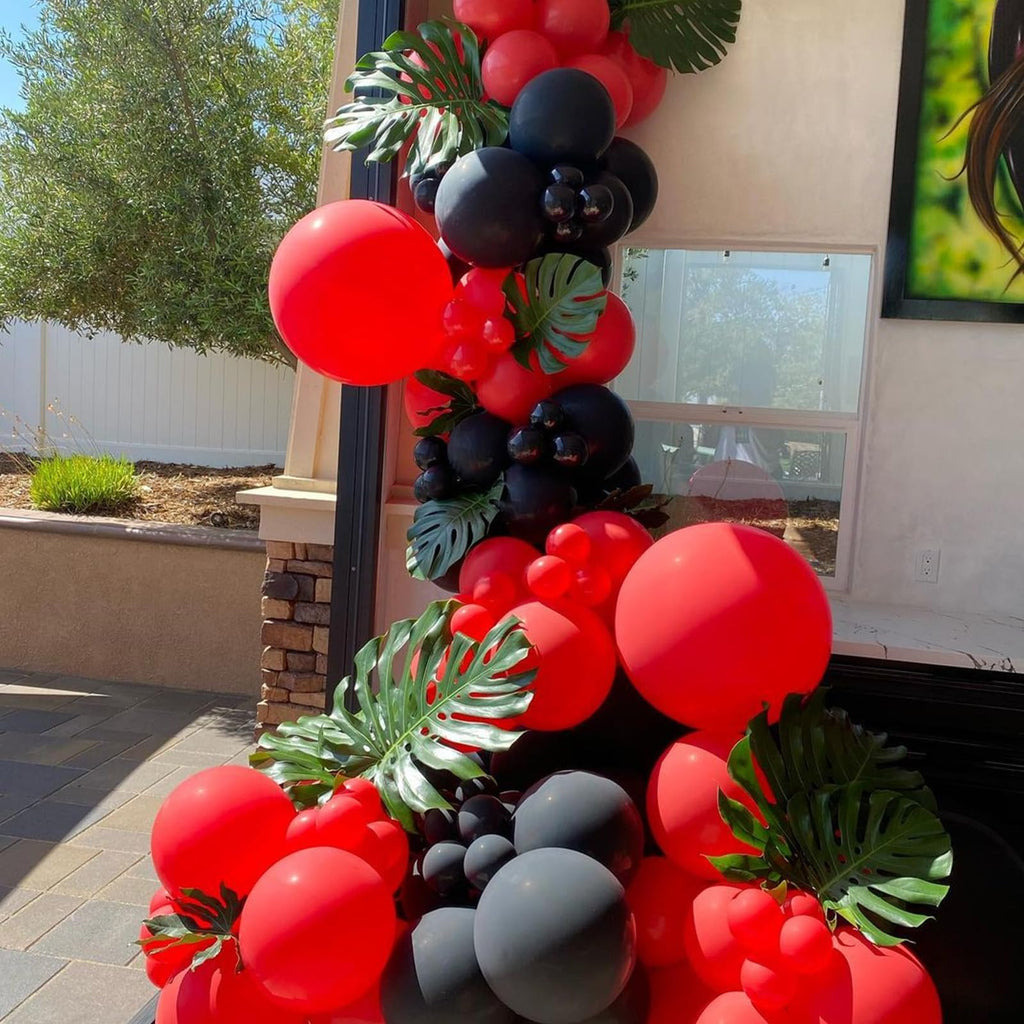 YMSZ Red & Black Balloons Garland Arch Kit – 134pcs Party Decoration Set