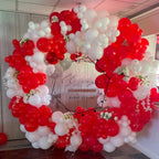 YMSZ Red & White Balloons Kit – 67pcs, 12in Confetti & Solid Balloons