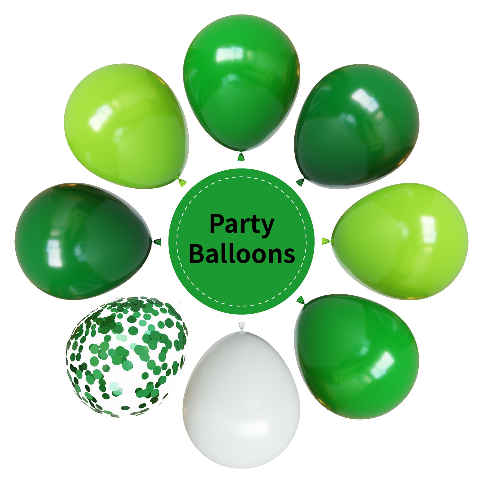 YMSZ Green Balloons Set – 67pcs 12-inch latex balloons for Birthday, St. Patrick's Day, Graduation, Baby Showers & Jungle Parties