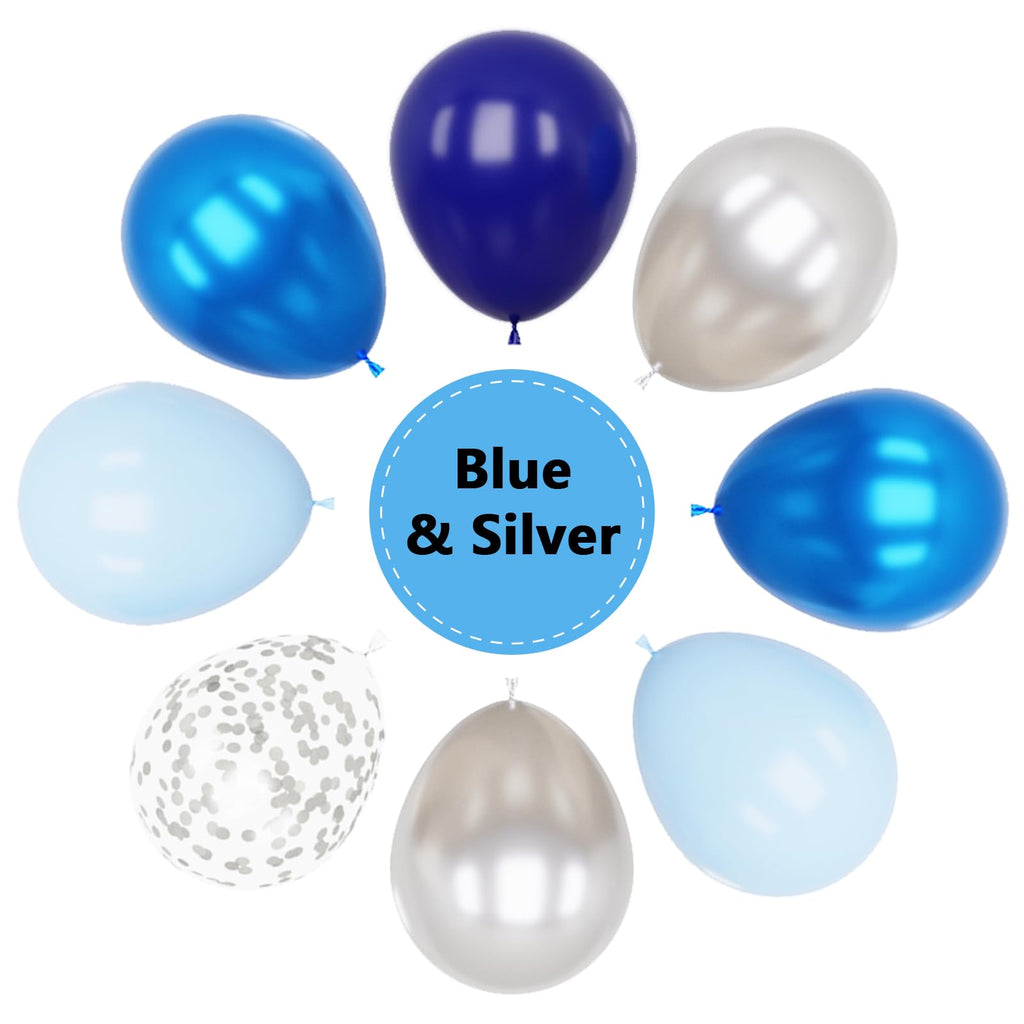 YMSZ Blue & Silver Balloons Kit – 67pcs, 12in Navy Blue & Metallic Silver Confetti for Party Decor