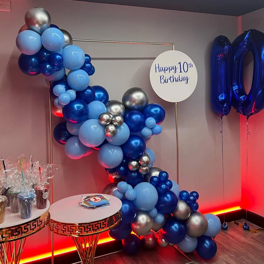 YMSZ Blue & Silver Balloons Kit – 67pcs, 12in Navy Blue & Metallic Silver Confetti for Party Decor